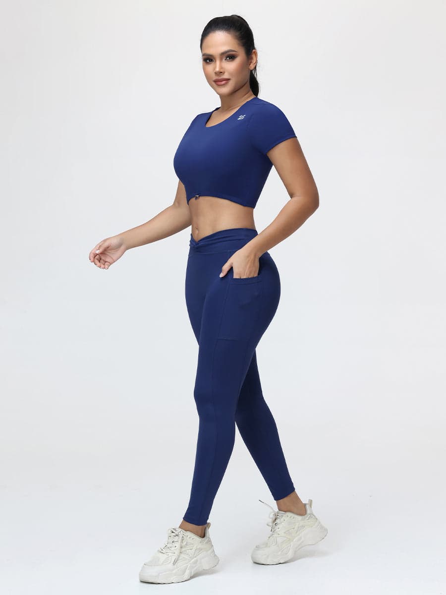 Women’s Open Back Workout Set with Twist Waist Leggings
