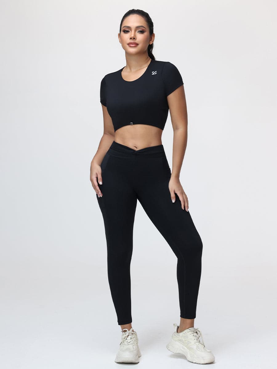 Women’s Open Back Workout Set with Twist Waist Leggings