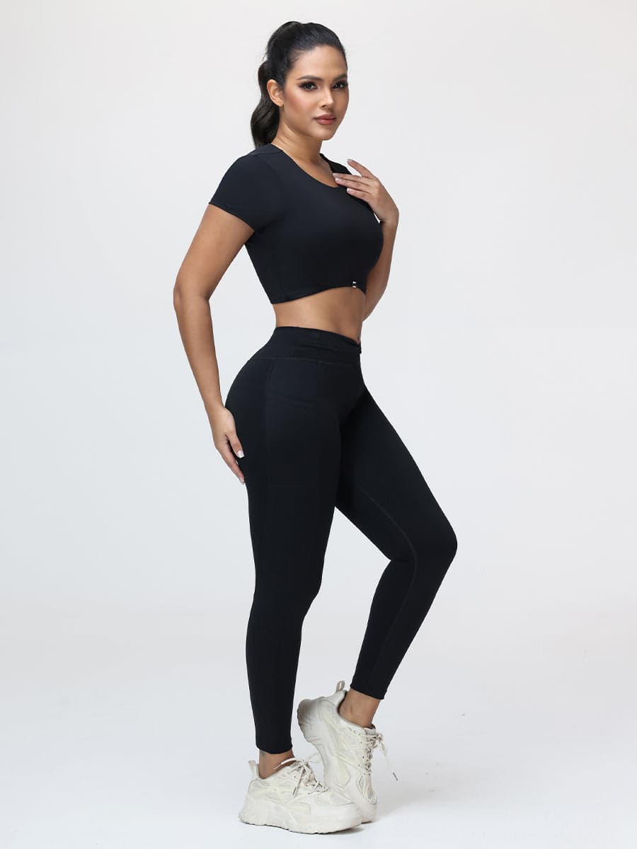 Women’s Open Back Workout Set with Twist Waist Leggings