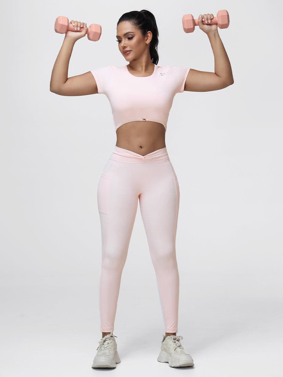 Women’s Open Back Workout Set with Twist Waist Leggings