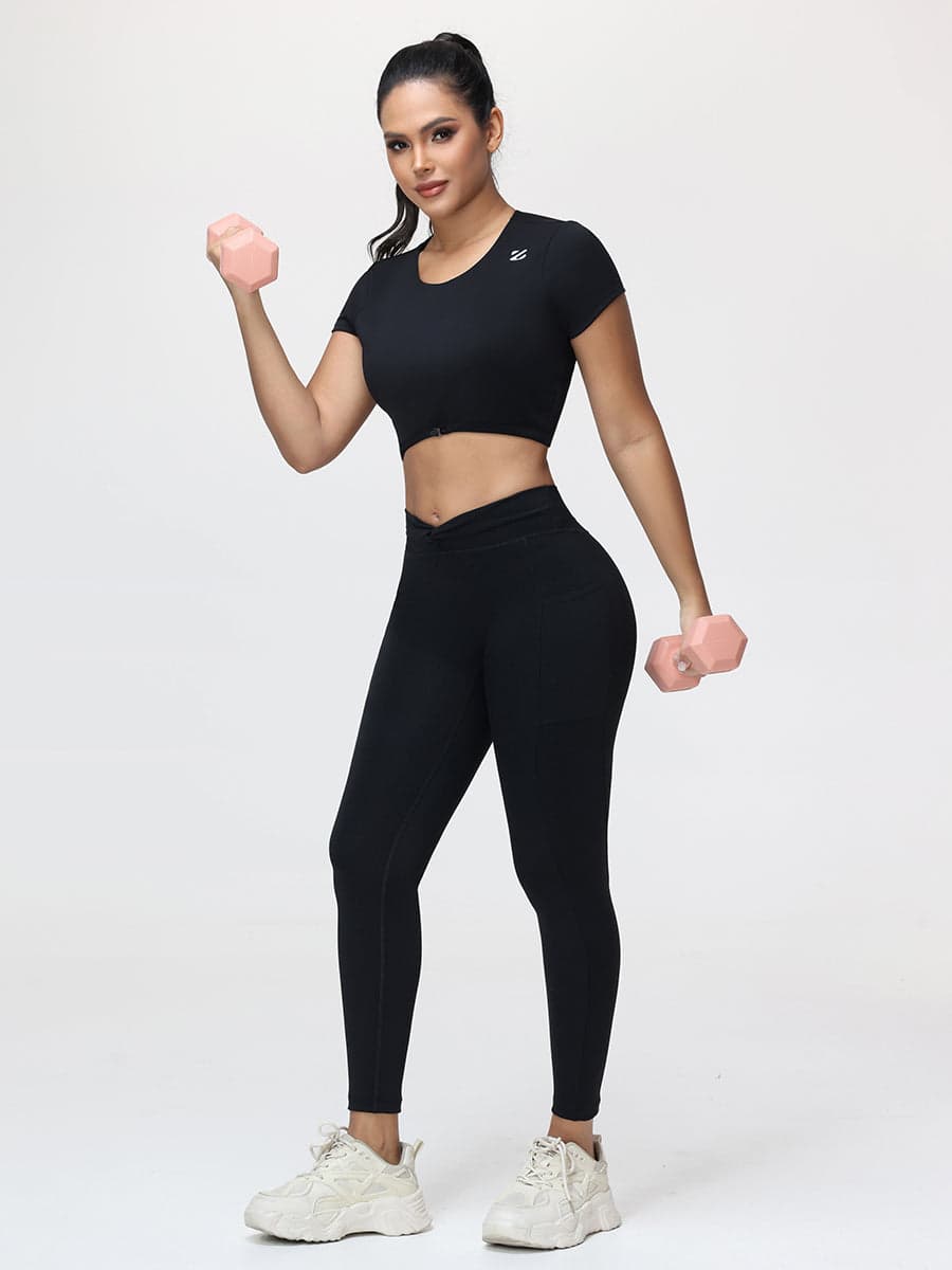 Women’s Open Back Workout Set with Twist Waist Leggings