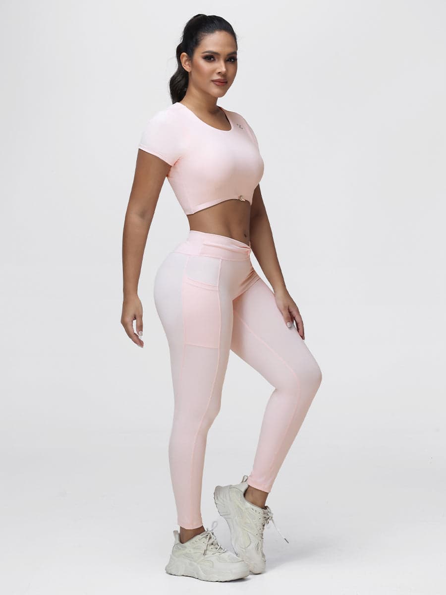 Women’s Open Back Workout Set with Twist Waist Leggings