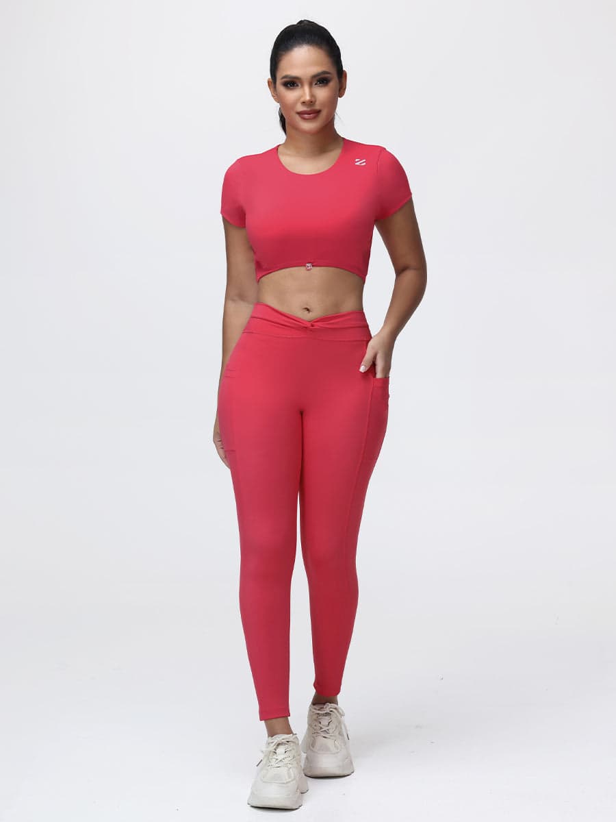 Women’s Open Back Workout Set with Twist Waist Leggings