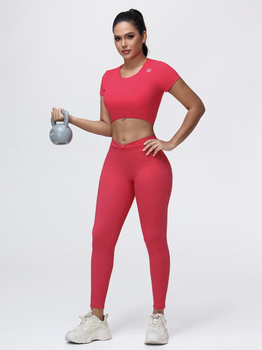 Women’s Open Back Workout Set with Twist Waist Leggings