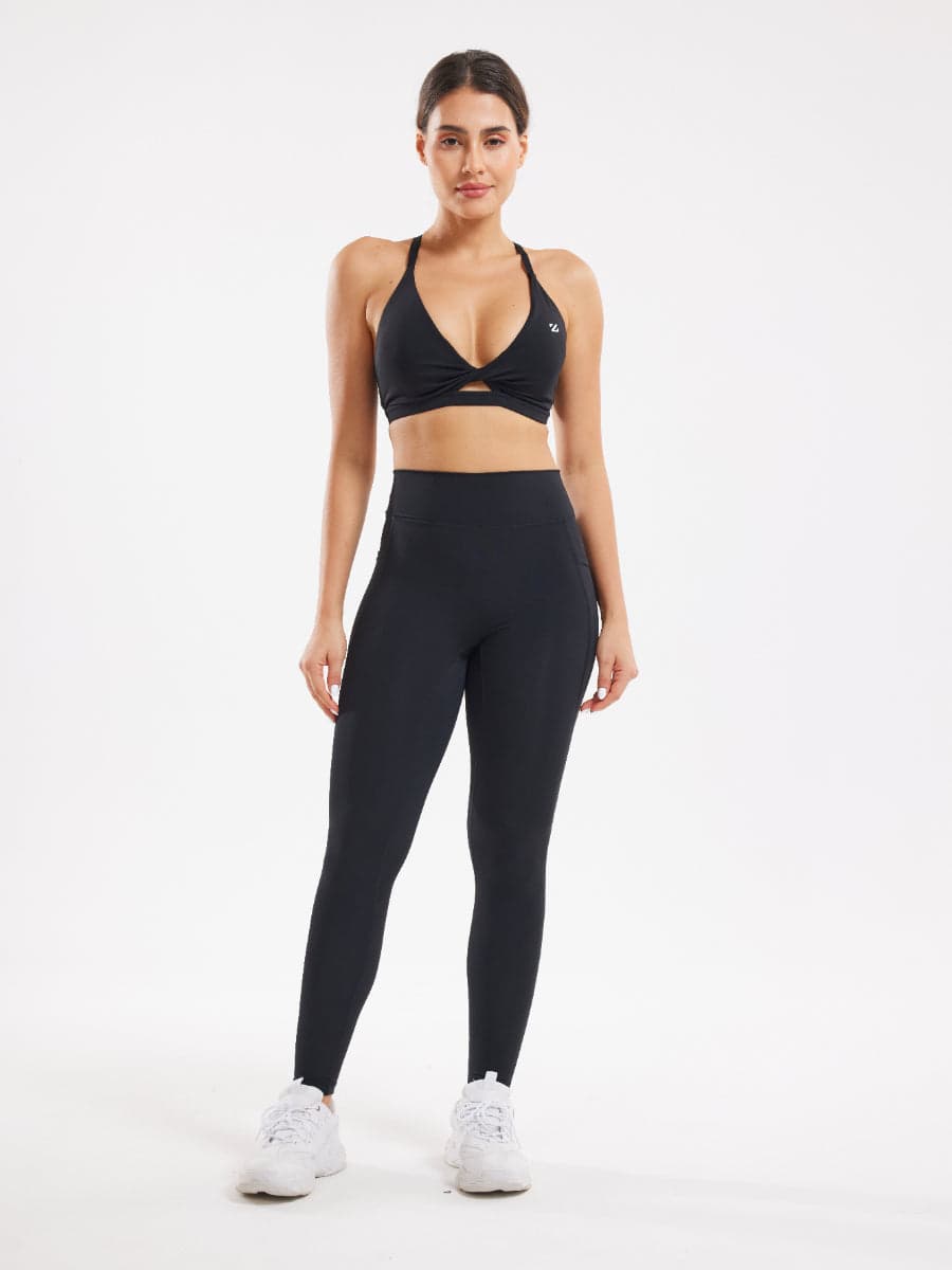 Women’s Twist Front Gym Set with High Waist Leggings