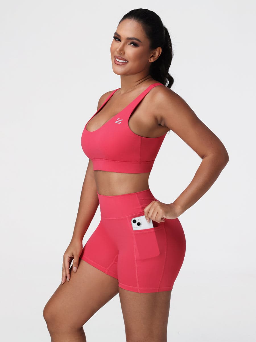 Adjustable Bra & Tummy Control Shorts Seamless Gym Set