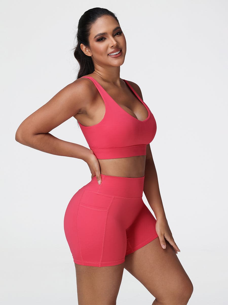 Adjustable Bra & Tummy Control Shorts Seamless Gym Set