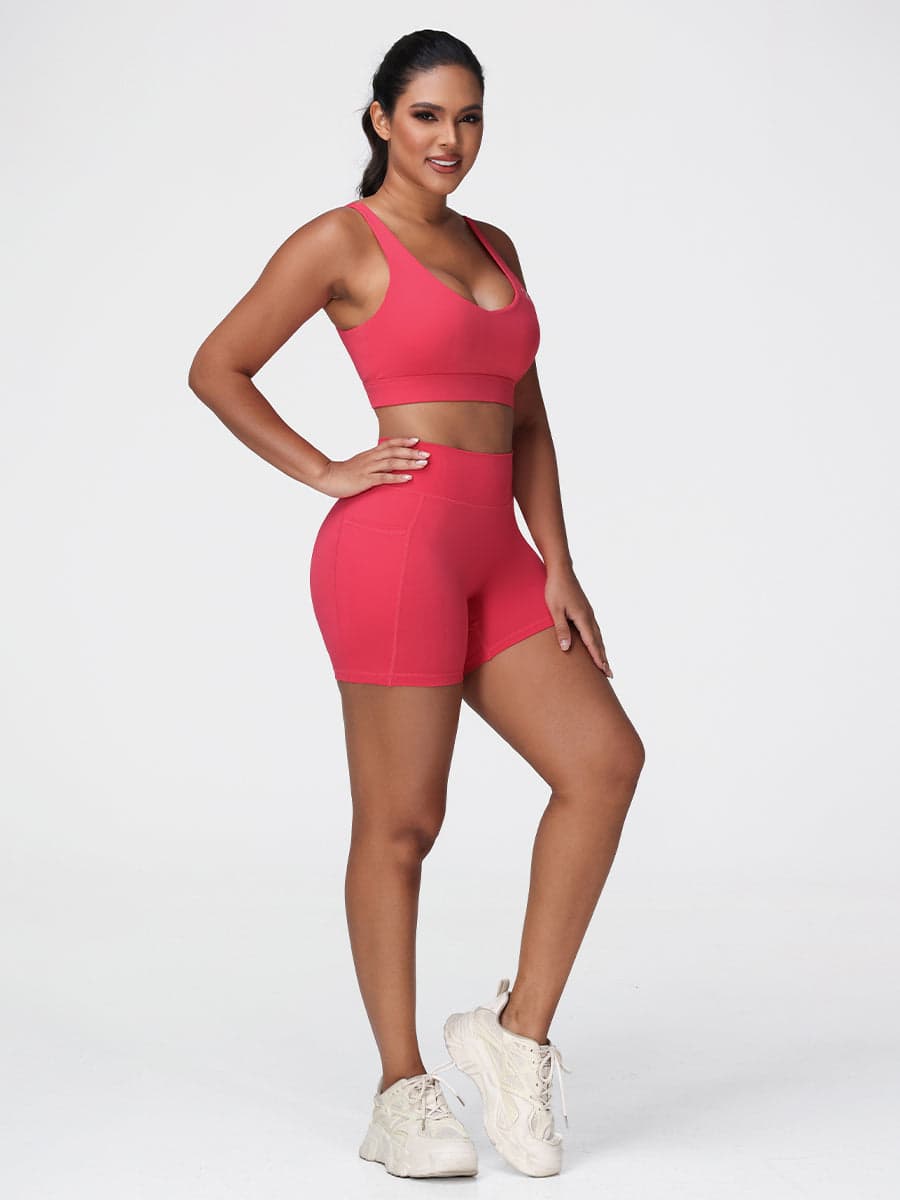 Adjustable Bra & Tummy Control Shorts Seamless Gym Set