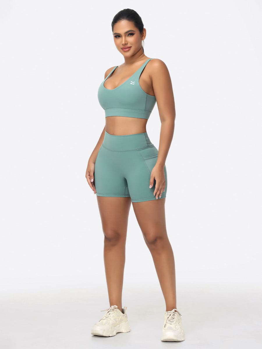 Adjustable Bra & Tummy Control Shorts Seamless Gym Set