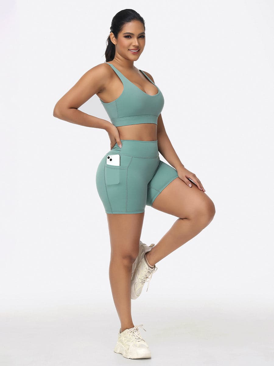 Adjustable Bra & Tummy Control Shorts Seamless Gym Set