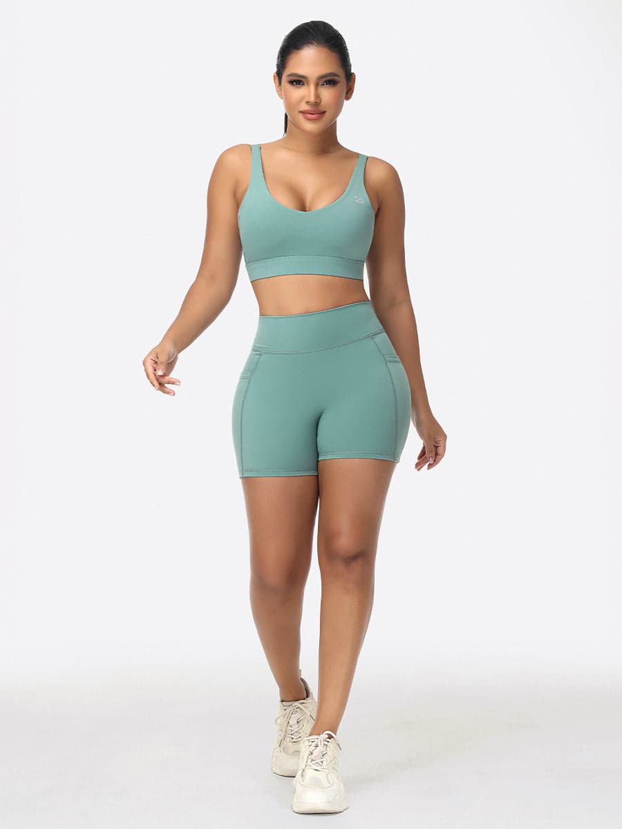 Adjustable Bra & Tummy Control Shorts Seamless Gym Set