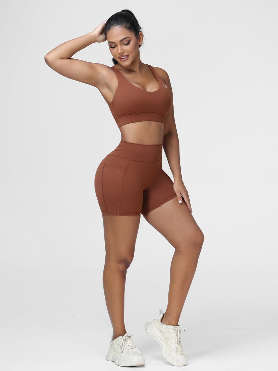 Adjustable Bra & Tummy Control Shorts Seamless Gym Set