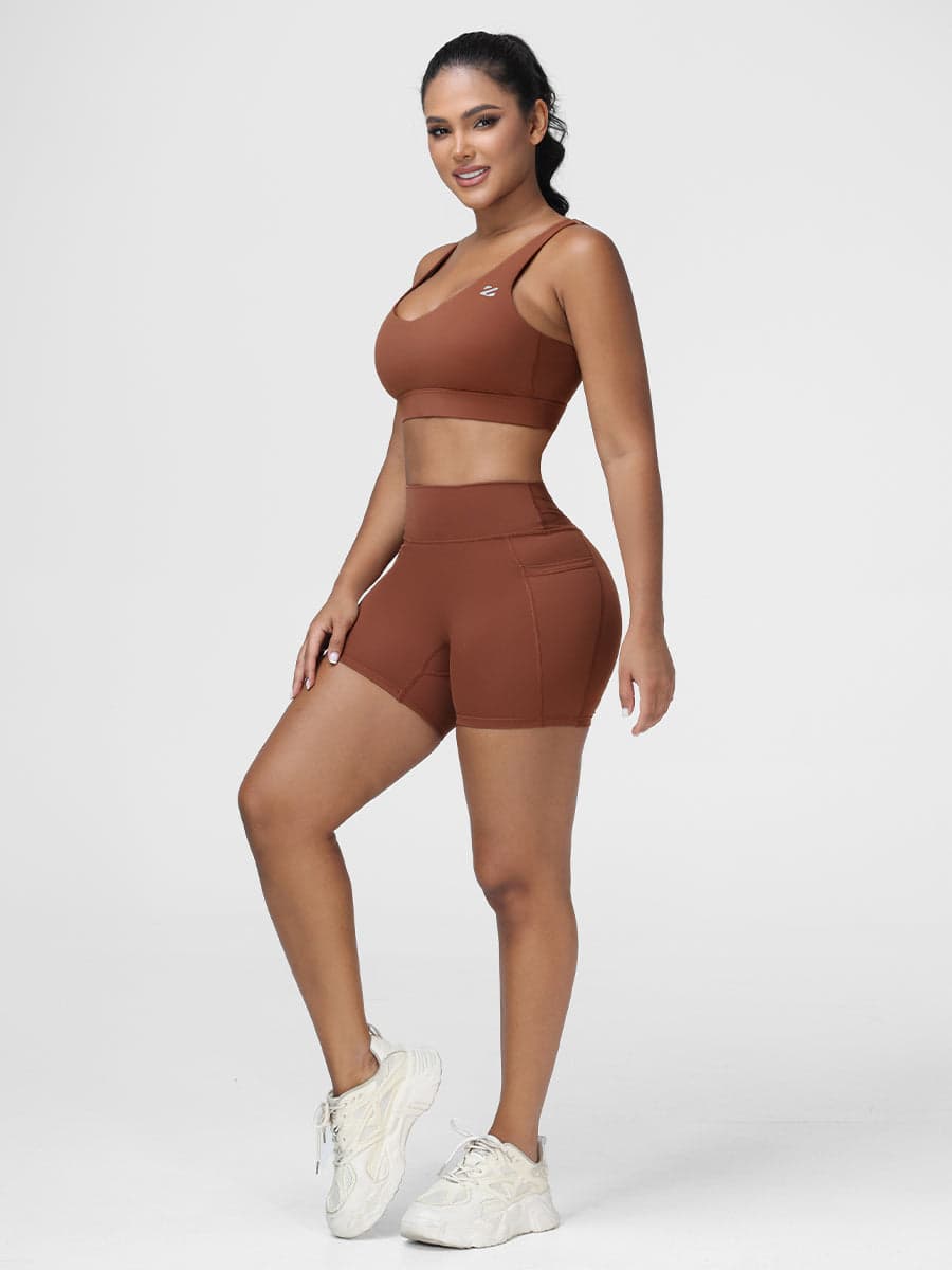 Adjustable Bra & Tummy Control Shorts Seamless Gym Set