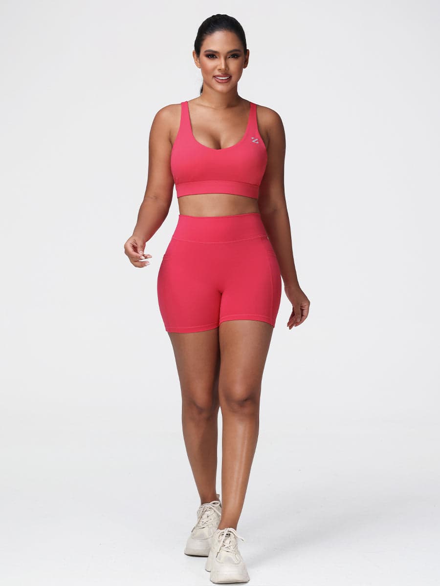 Adjustable Bra & Tummy Control Shorts Seamless Gym Set