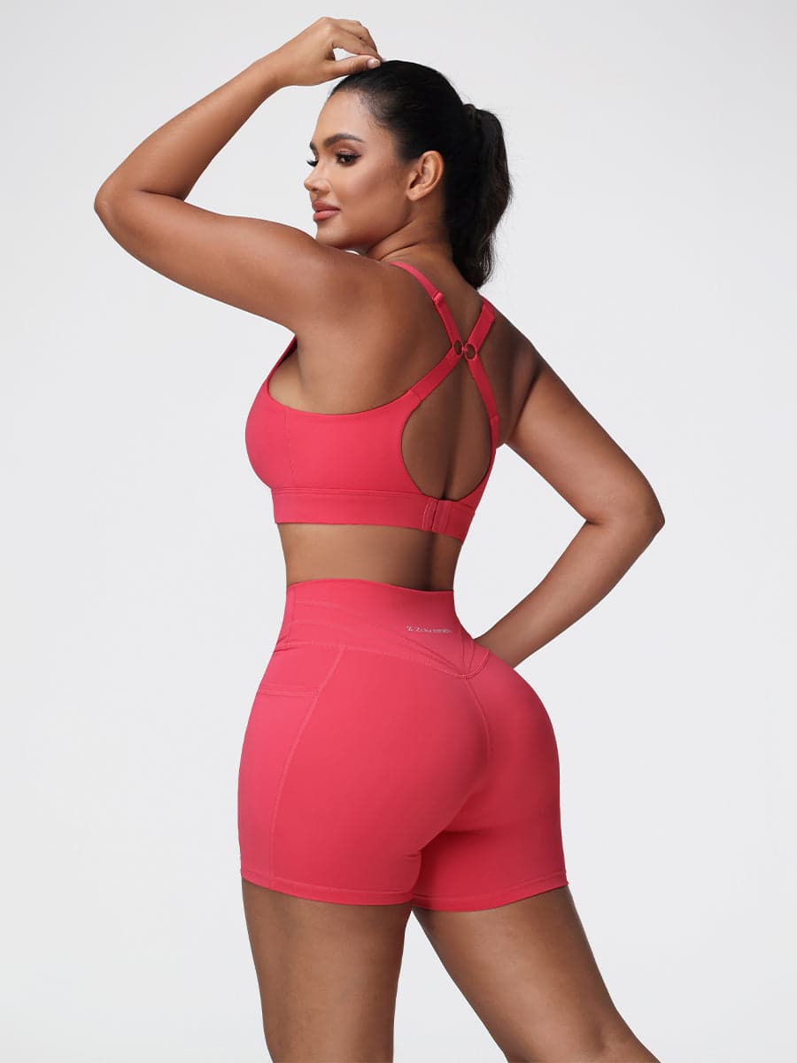 Adjustable Bra & Tummy Control Shorts Seamless Gym Set