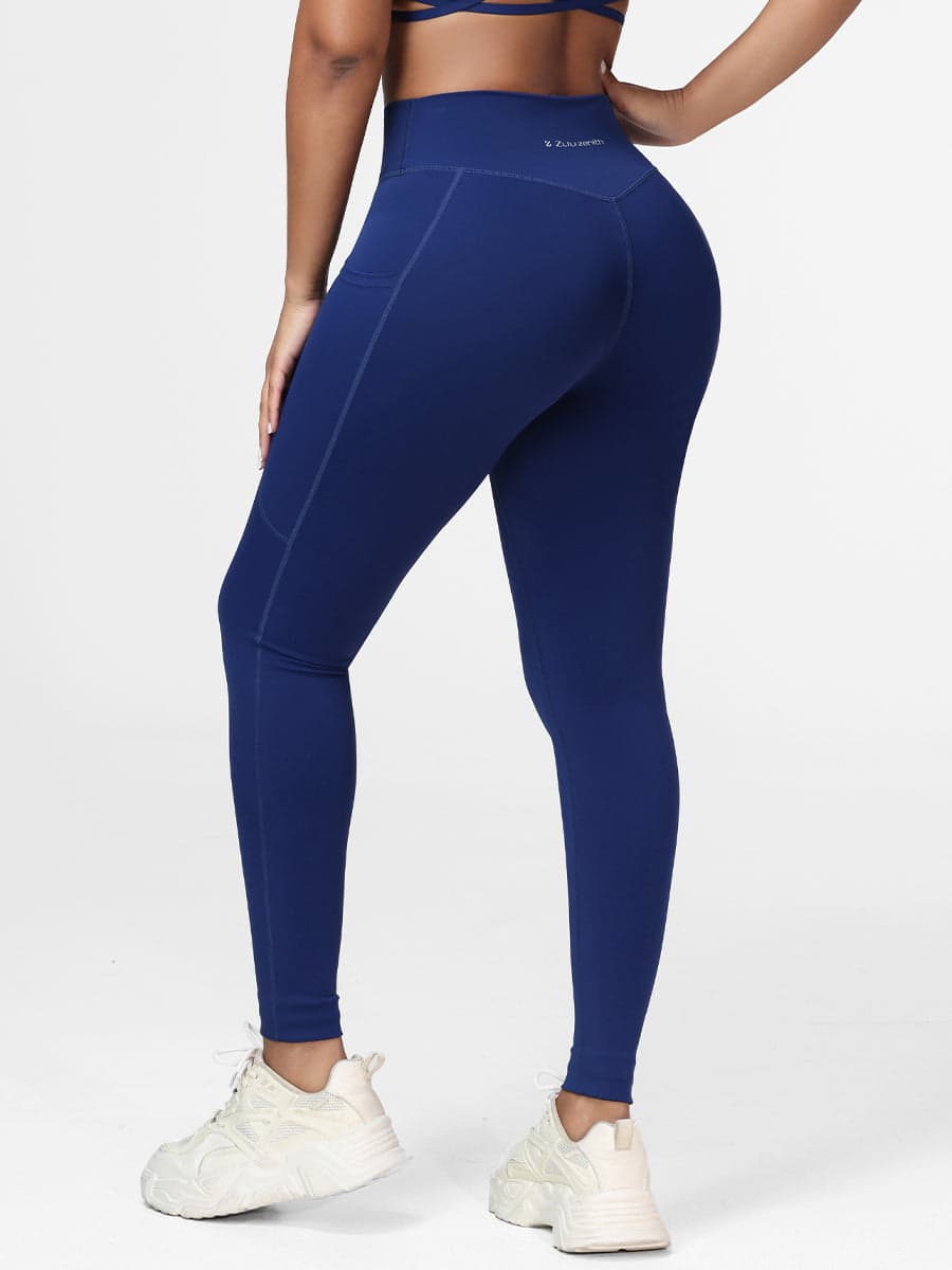 Cross Waist Pocket Leggings for Women High Waisted Gym Tights