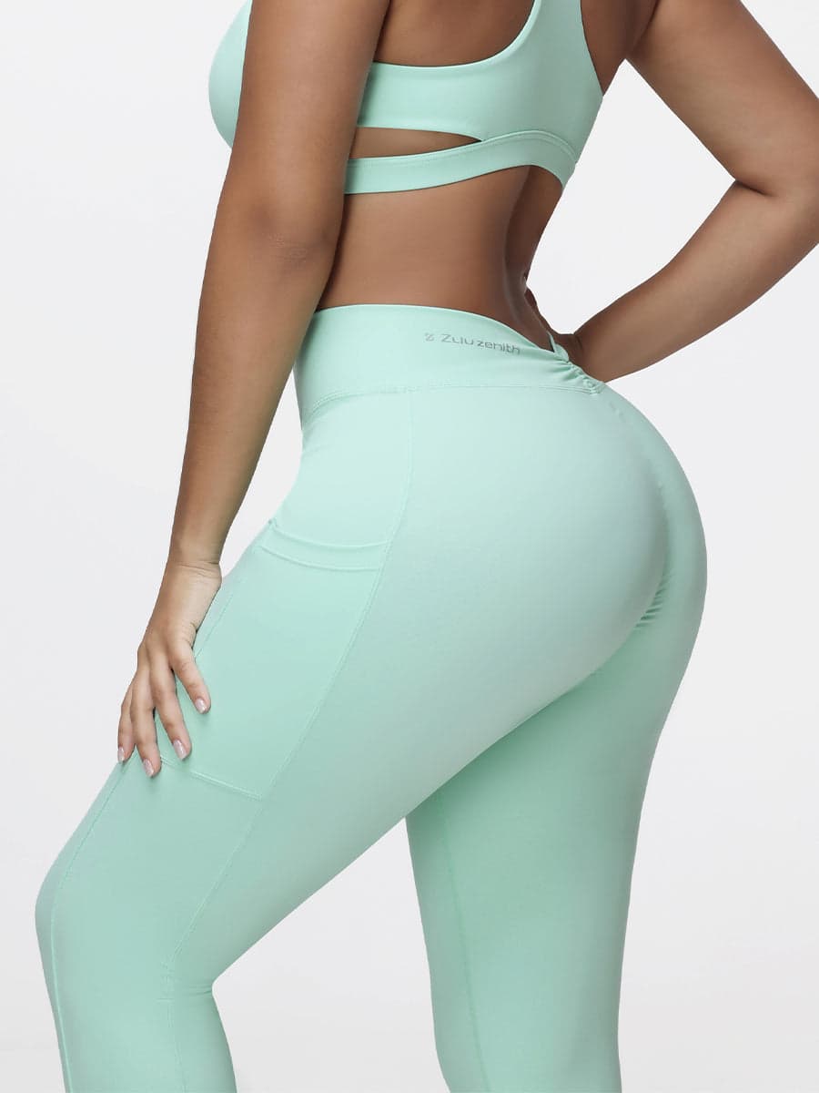 Women's High Waist V-Back Leggings with Pockets