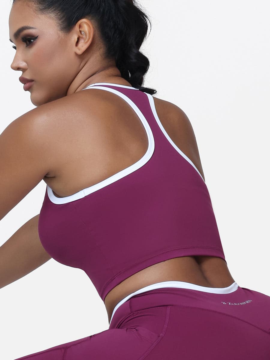 Women's Racerback Sports Bra with Contrast Trim