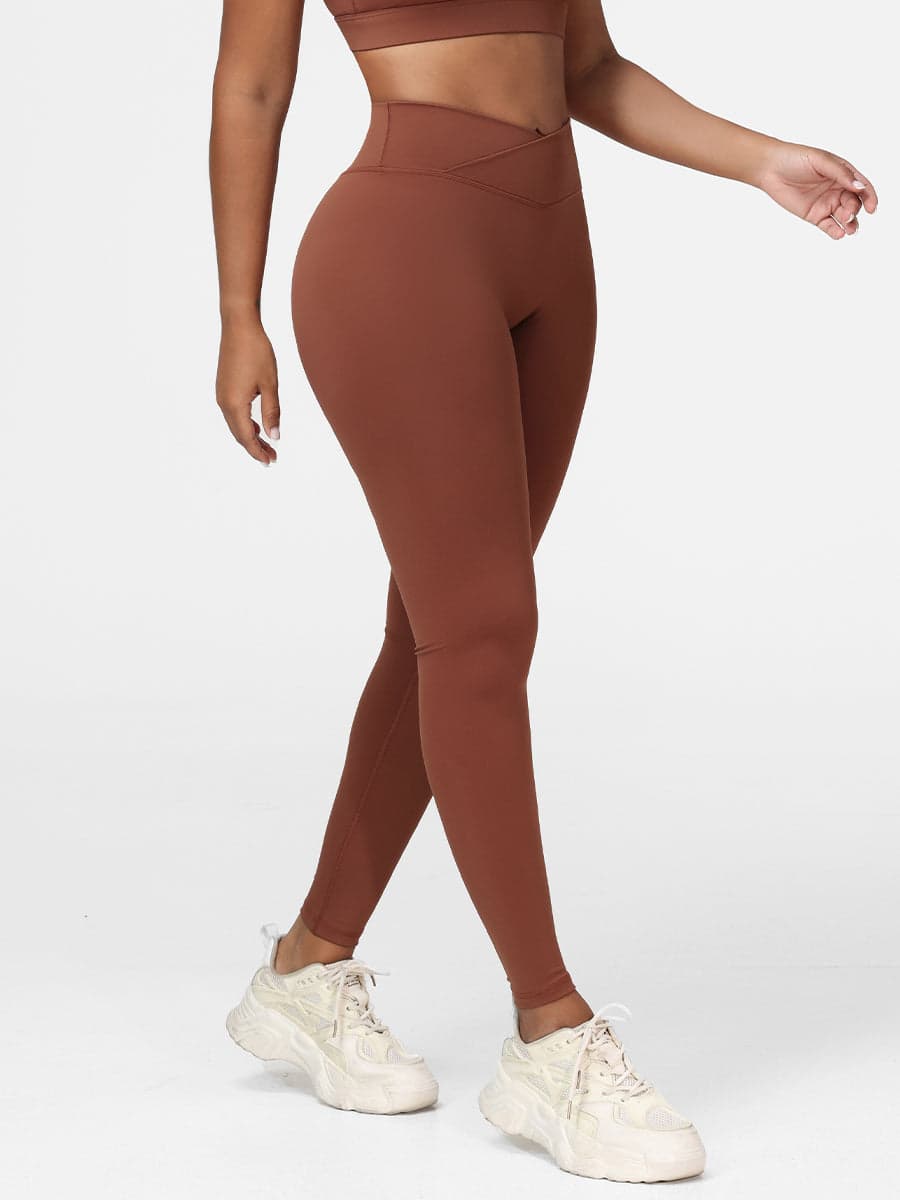 Plain Crossover High-Rise Leggings