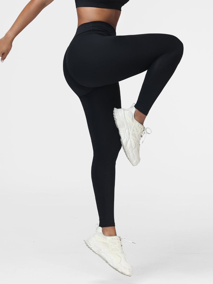 Plain Crossover High-Rise Leggings