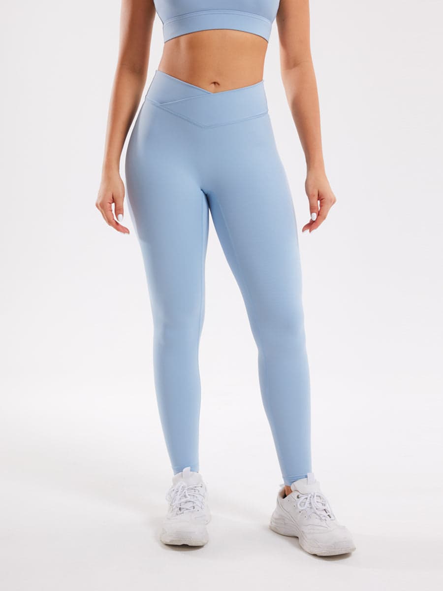 Plain Crossover High-Rise Leggings