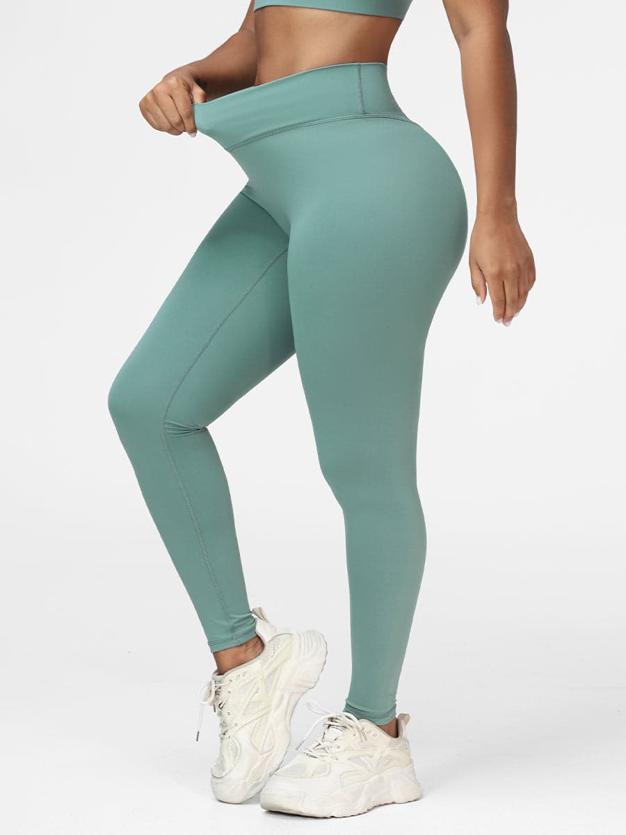 Plain Crossover High-Rise Leggings