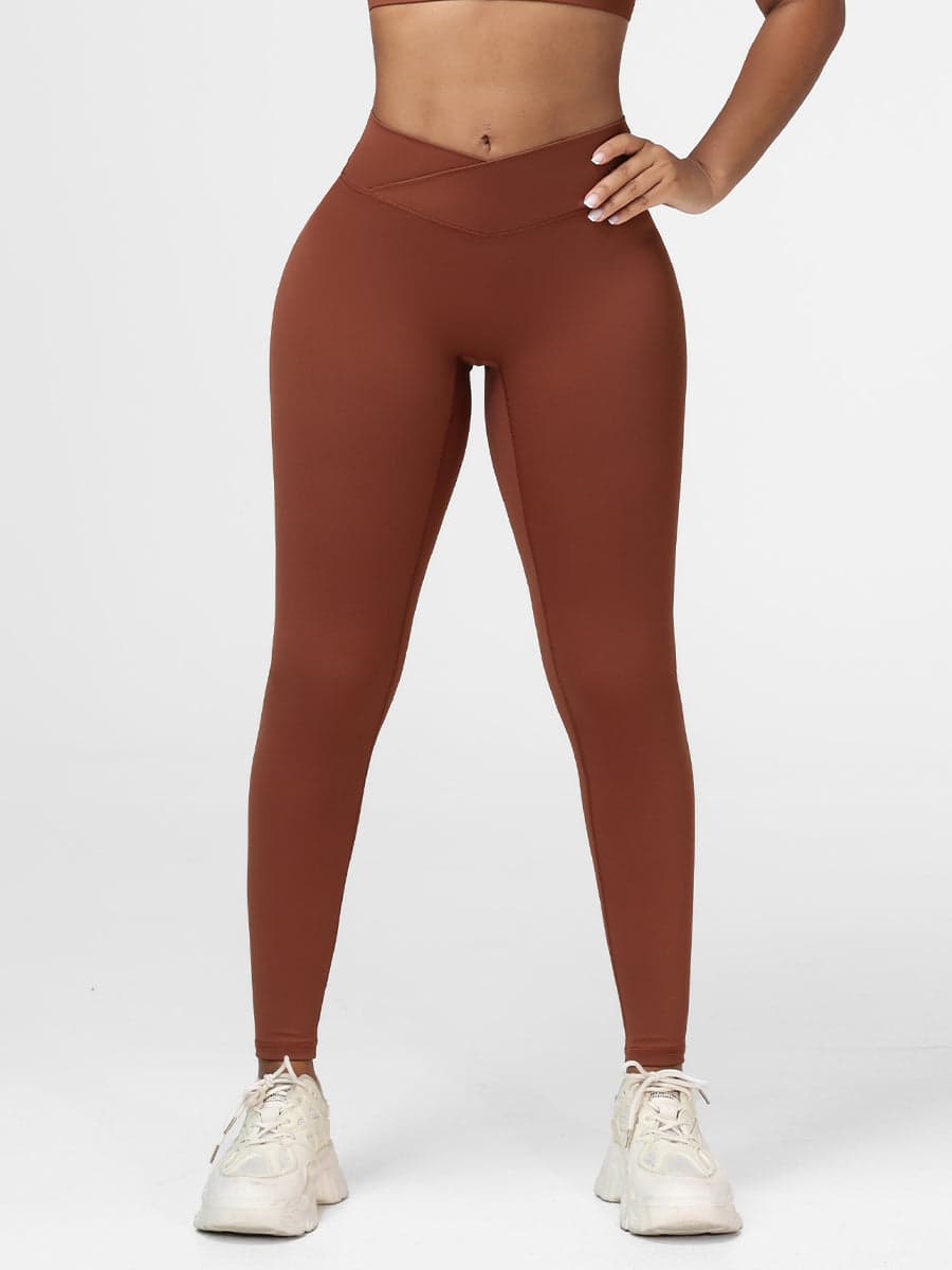 Plain Crossover High-Rise Leggings