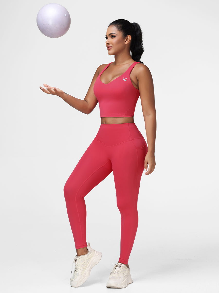 womens gym wear red