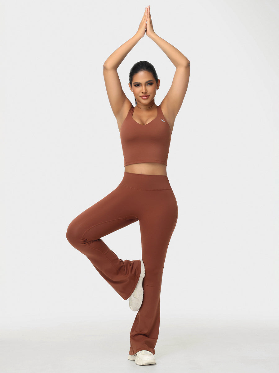 Flare Leggings & Longline Sports Bra Women's Gym Set