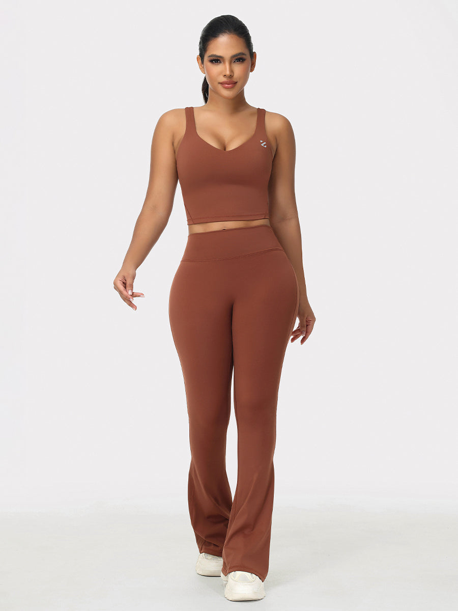 Flare Leggings & Longline Sports Bra Women's Gym Set