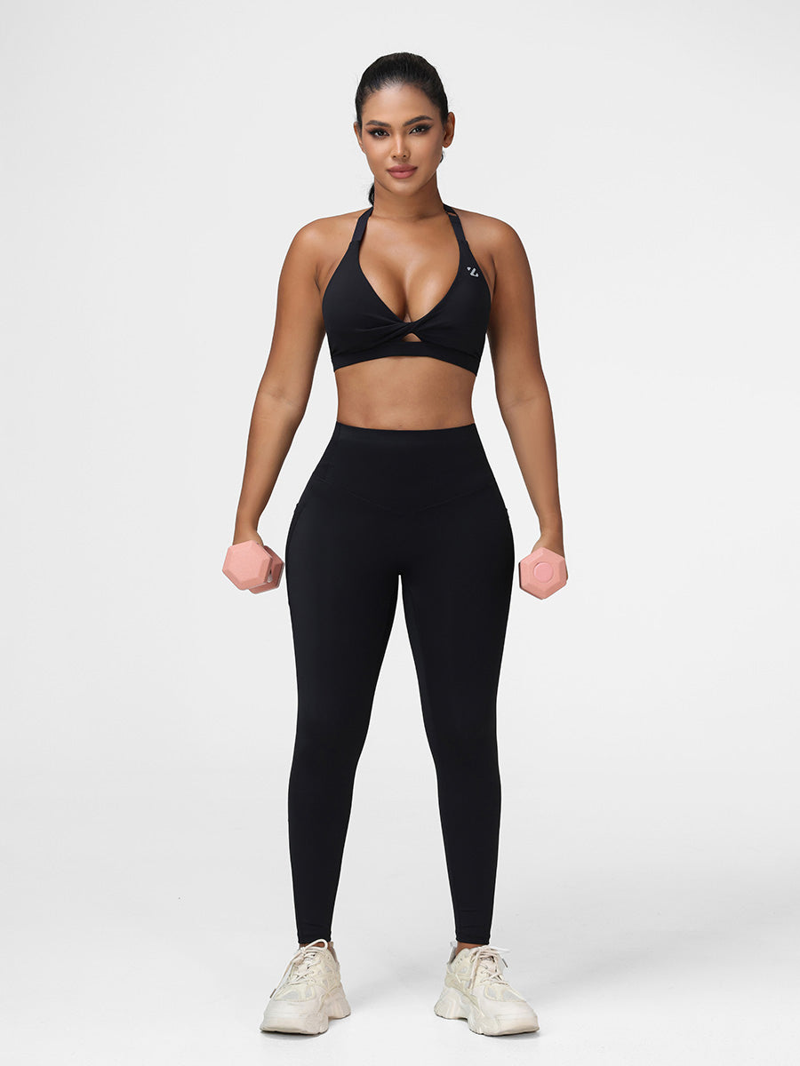 Gym Set Adjustable Sports Bra & Hip-Lifting Leggings