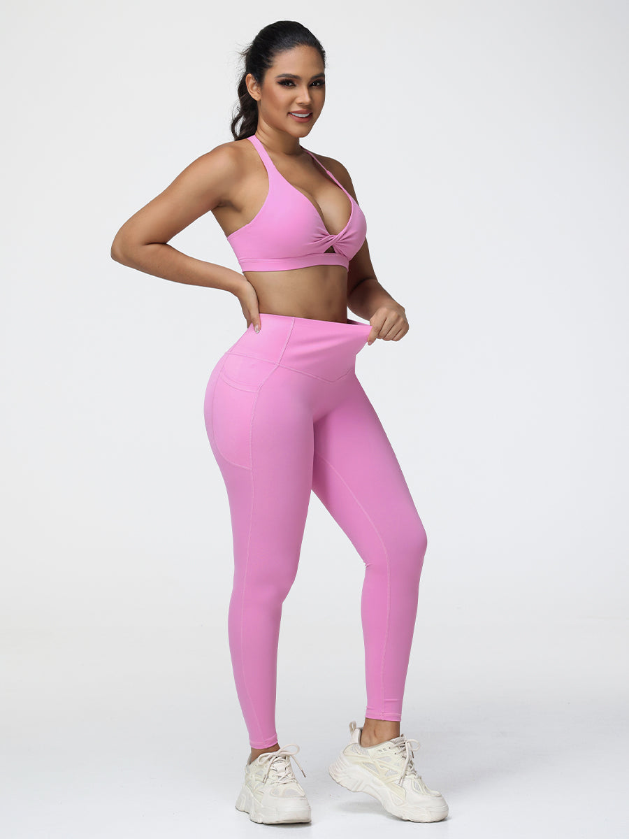 Gym Set Adjustable Sports Bra & Hip-Lifting Leggings