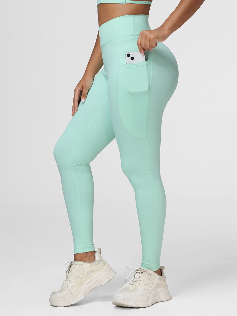 Cross Waist Pocket Leggings for Women High Waisted Gym Tights