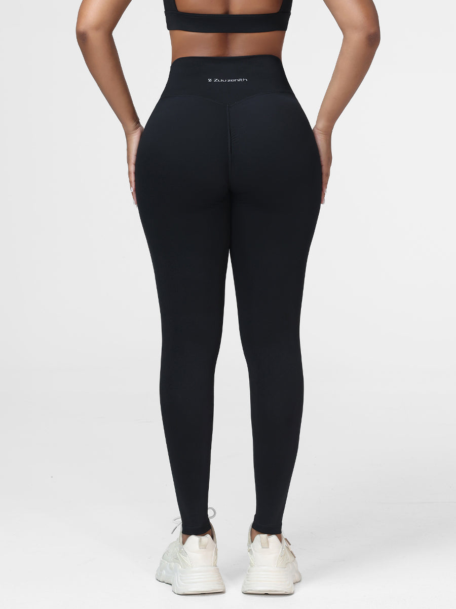 Plain Crossover High-Rise Leggings