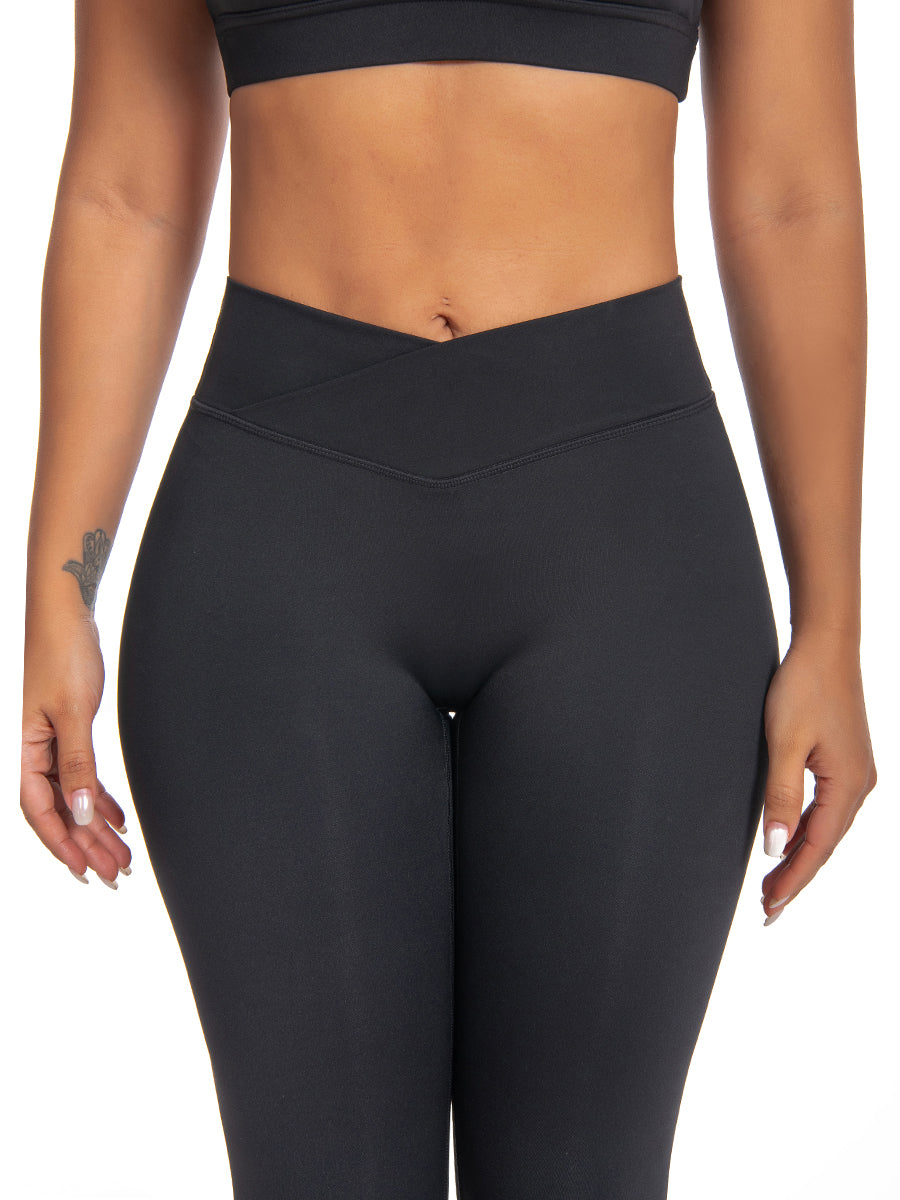 Plain Crossover High-Rise Leggings