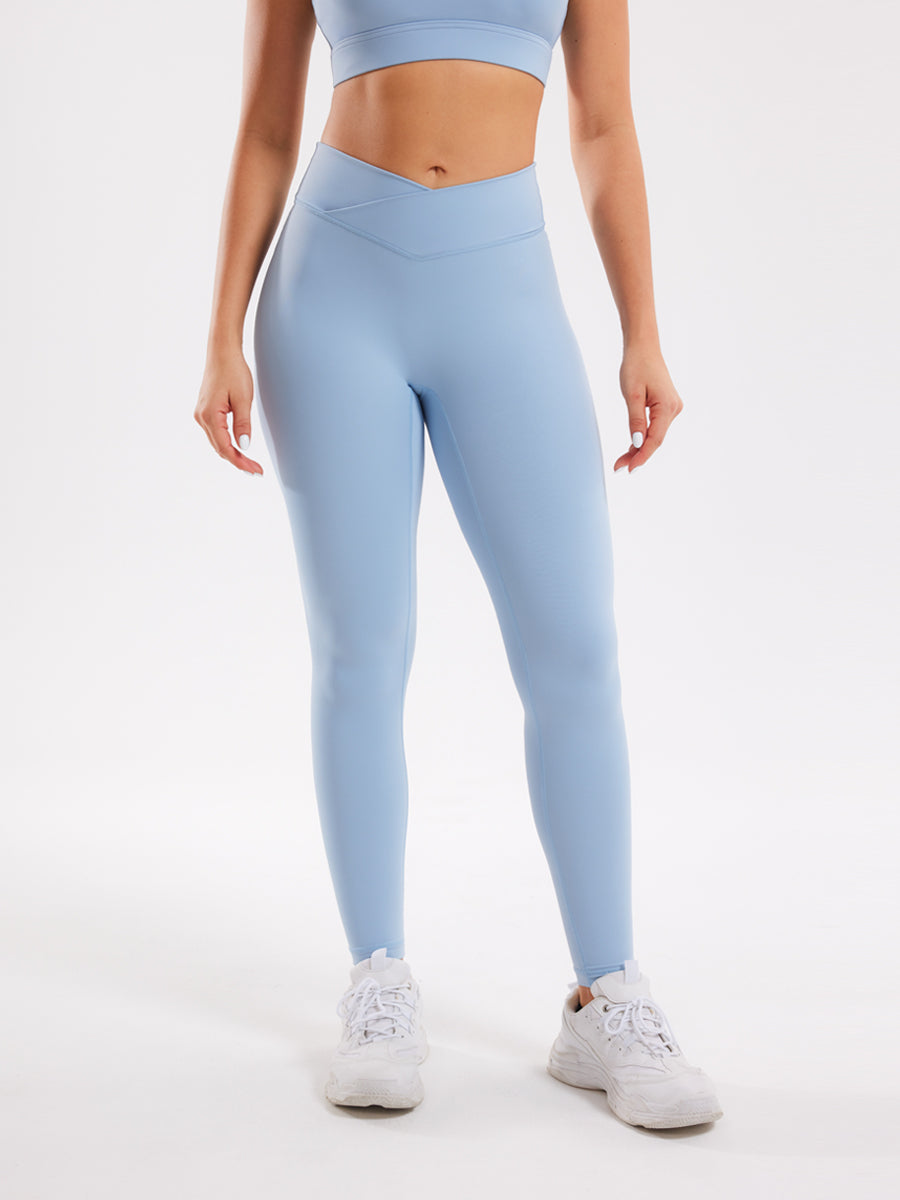 Plain Crossover High-Rise Leggings